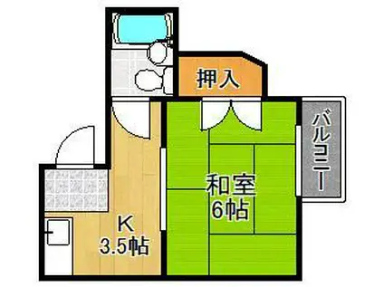 シャトレ祇園原(1K/2階)の間取り写真