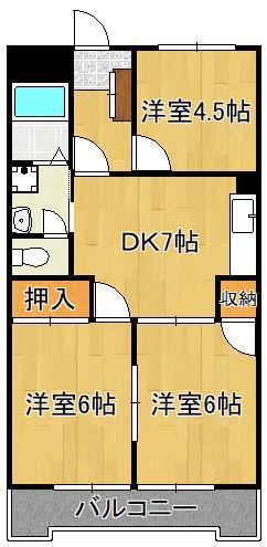 ギャラン春の町(3DK/10階)の間取り写真
