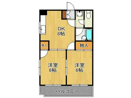 シャトレ松尾Ⅱ(2DK/3階)の間取り写真