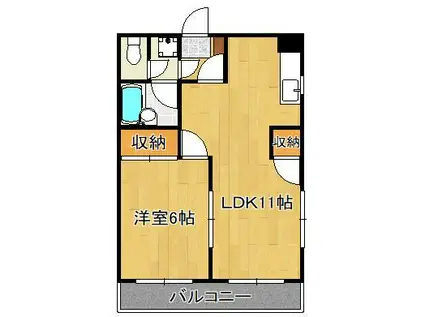 シャトレ松尾Ⅱ(1LDK/4階)の間取り写真