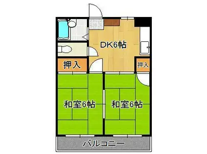 シャトレ松尾(2DK/3階)の間取り写真