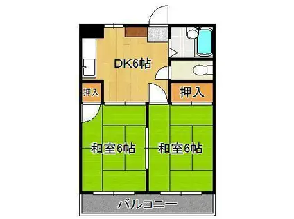 シャトレ松尾(2DK/4階)の間取り写真