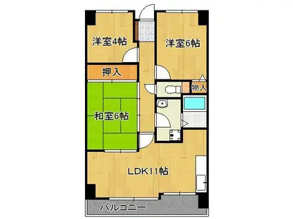 トーカンマンション高炉台公園(3LDK/7階)の間取り写真