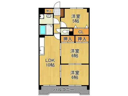 リアライズ到津(3LDK/5階)の間取り写真