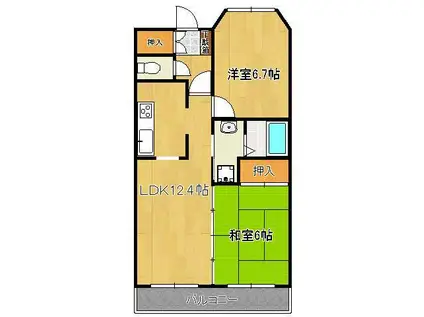 オークランド 桜通(2LDK/4階)の間取り写真