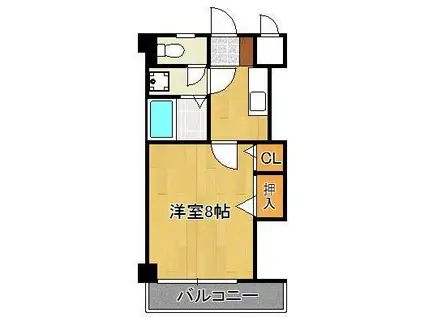 ピエドラブランカ西本町(1K/4階)の間取り写真