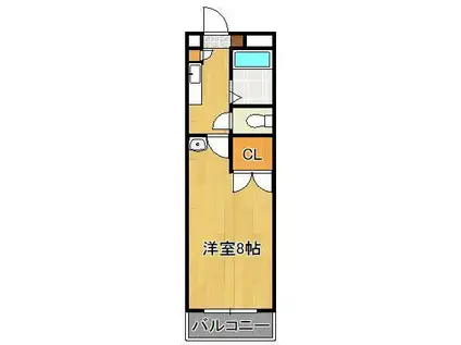 ニューシャトル八幡(1K/4階)の間取り写真