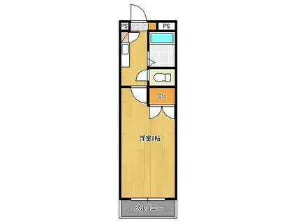 ニューシャトル八幡(1K/7階)の間取り写真