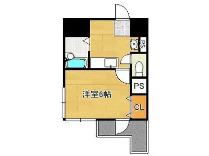 ニューサンリバー8番館(1K/9階)の間取り写真