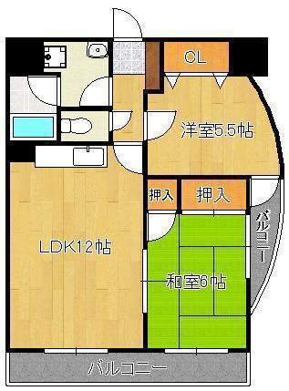 ジョイフル祇園桜通(2LDK/7階)の間取り写真
