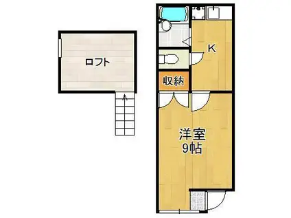 レグルス中央(1K/2階)の間取り写真