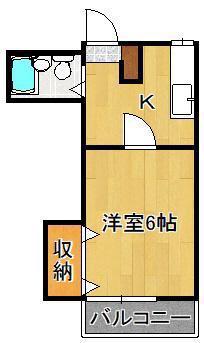 ハウス徳永(1K/2階)の間取り写真