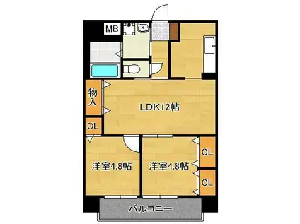 シェアンジュ21(2LDK/4階)の間取り写真