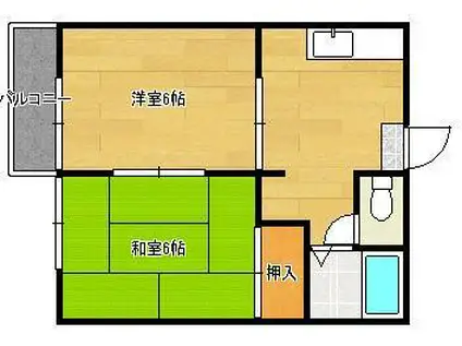 クレール祝町Ⅲ(2DK/1階)の間取り写真