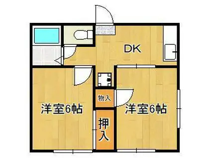 クレール祝町Ⅲ(2DK/2階)の間取り写真