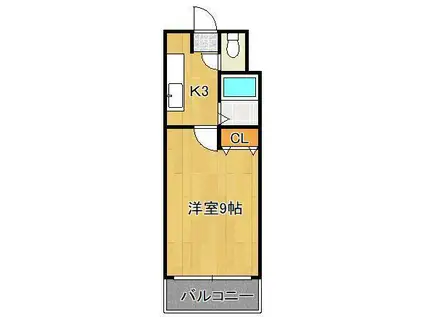 ロイヤルブリッジ(1K/9階)の間取り写真