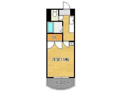 ニューサンリバー10番館(1K/9階)の間取り写真