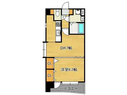 ニューサンリバー10番館(1DK/9階)の間取り写真