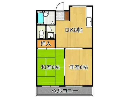 和光第二ビル(2DK/3階)の間取り写真