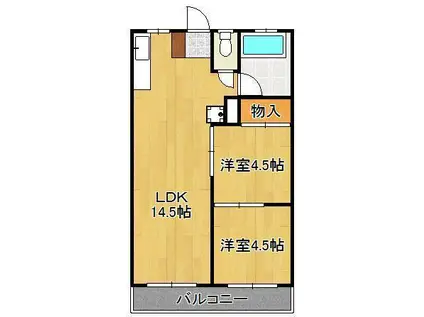 パルコチェントラーレ(2LDK/4階)の間取り写真