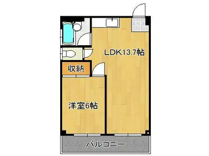 パルコチェントラーレ(1LDK/4階)の間取り写真