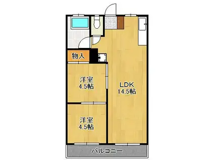 パルコチェントラーレ(2LDK/5階)の間取り写真