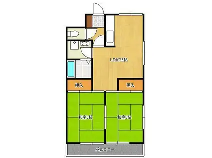 ディアライフ中央(2DK/5階)の間取り写真