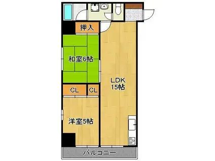 コンフォート高見(2LDK/6階)の間取り写真