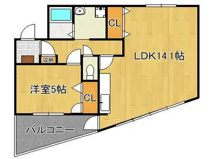 アルシオン中央(1LDK/4階)の間取り写真