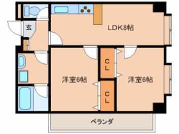 ガーデンホームズ茶屋町(2LDK/3階)の間取り写真