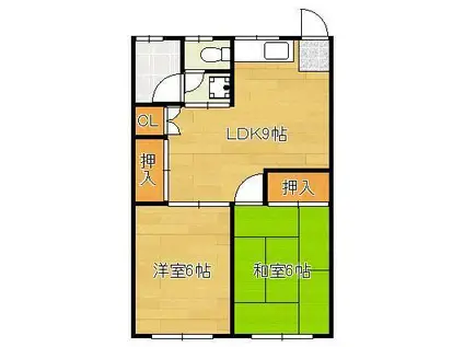 コーポ風(2LDK/3階)の間取り写真