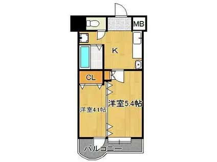 ノースステイツ幸町(2K/13階)の間取り写真