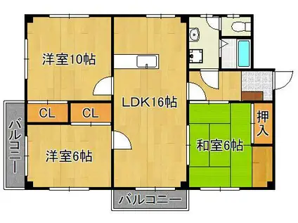 アルカサール菅原(3LDK/4階)の間取り写真