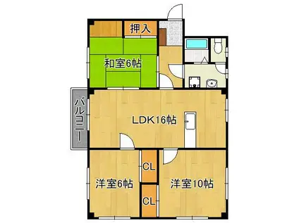 アルカサール菅原(3LDK/4階)の間取り写真