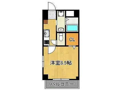 ホワイトバレー八幡駅前(1K/4階)の間取り写真