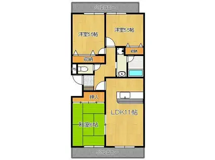 アネーロあそう(3LDK/6階)の間取り写真