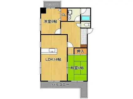 アネーロあそう(2LDK/7階)の間取り写真