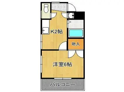 シャトレ千防(1K/5階)の間取り写真