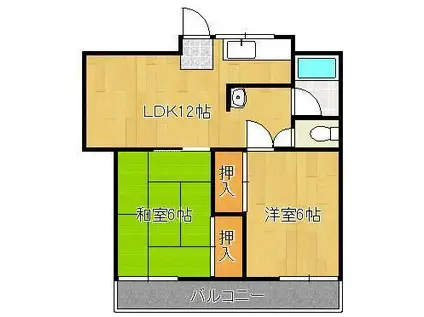 CLEO石坪(2LDK/3階)の間取り写真