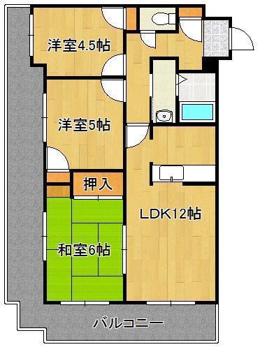 エルザサンリバー戸畑(3LDK/6階)の間取り写真