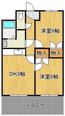 エルザサンリバー戸畑(2DK/8階)の間取り写真