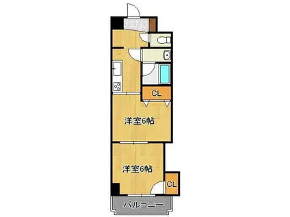 HAMIEL九工大前(2K/4階)の間取り写真