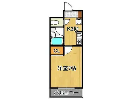 ギャラン工大駅前(1K/2階)の間取り写真