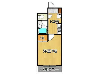 ギャラン工大駅前(1K/7階)の間取り写真