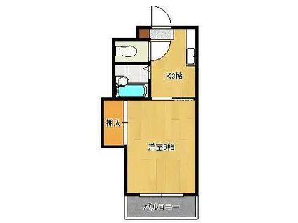 シャトレ境川Ⅱ(1K/1階)の間取り写真