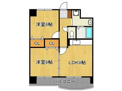 アンテスⅡ(2LDK/7階)の間取り写真