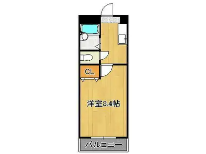 ロイヤルプレサージュ(1K/6階)の間取り写真