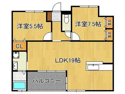 J5・STAGE1(2LDK/9階)の間取り写真