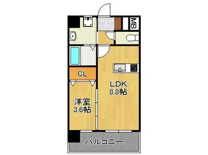 アイランドコート戸畑(1LDK/6階)の間取り写真