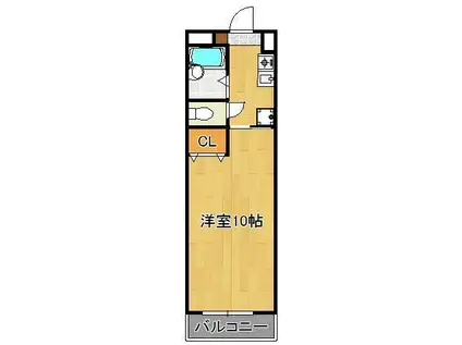 ベルベーヌ八幡(1K/9階)の間取り写真